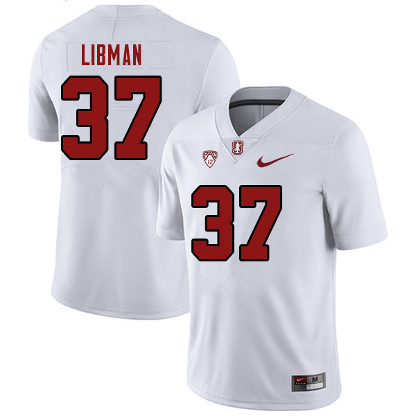 Men #37 Myles Libman Stanford Cardinal College Football Jerseys Stitched Sale-White - Click Image to Close